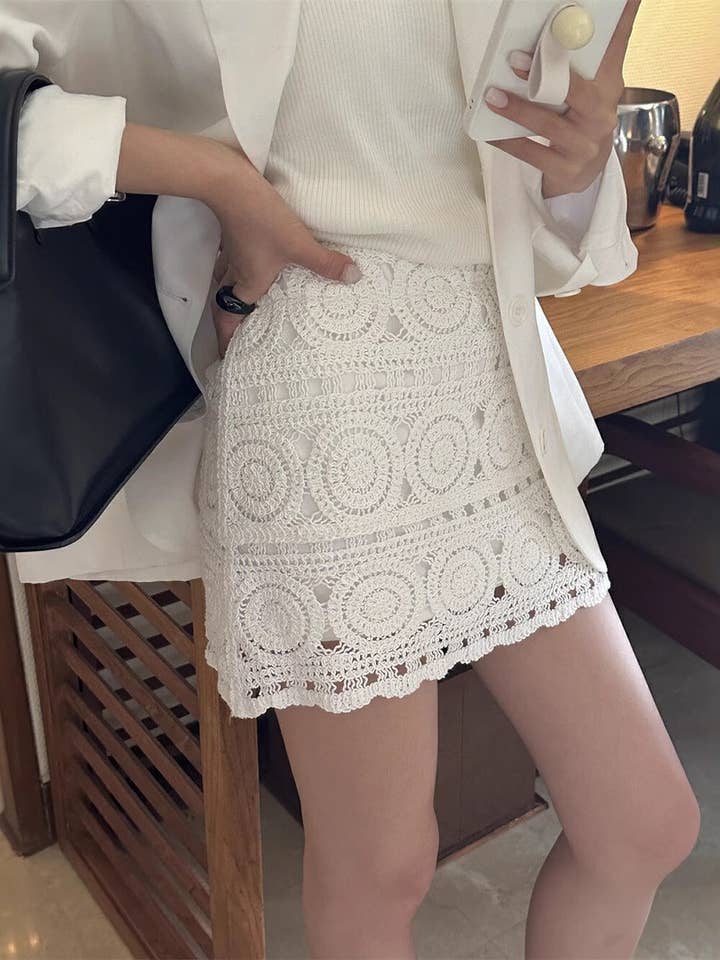 Boho Chic Crochet Lace Midi Skirt