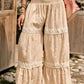 Vacation-style Women's High-waist Wide-leg Pants, Featuring Textured Fabric and Ruffle Detailing, Suitable for Spring and Summer Wear