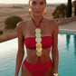 Women'S Sexy Solid Neck Sequin One-Piece Swimsuit
