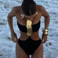 Women'S Sexy Solid Neck Sequin One-Piece Swimsuit