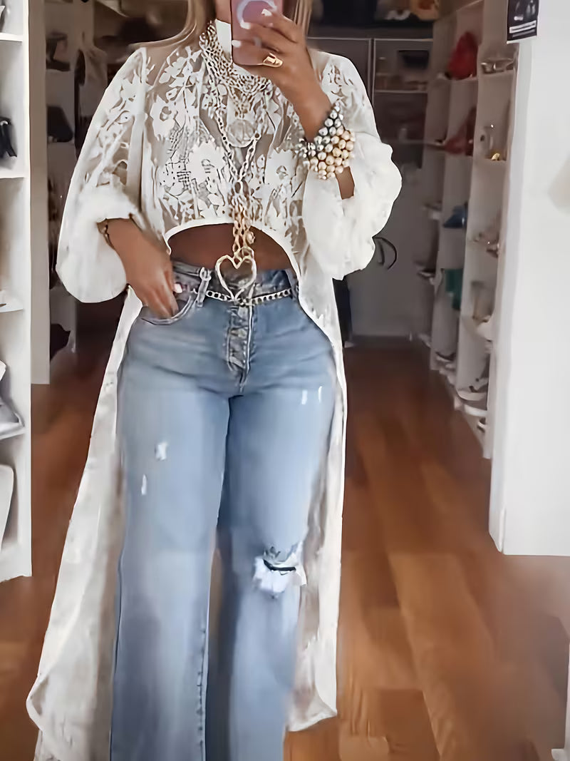 Ladies' Fashion Elegant Lace Long Top