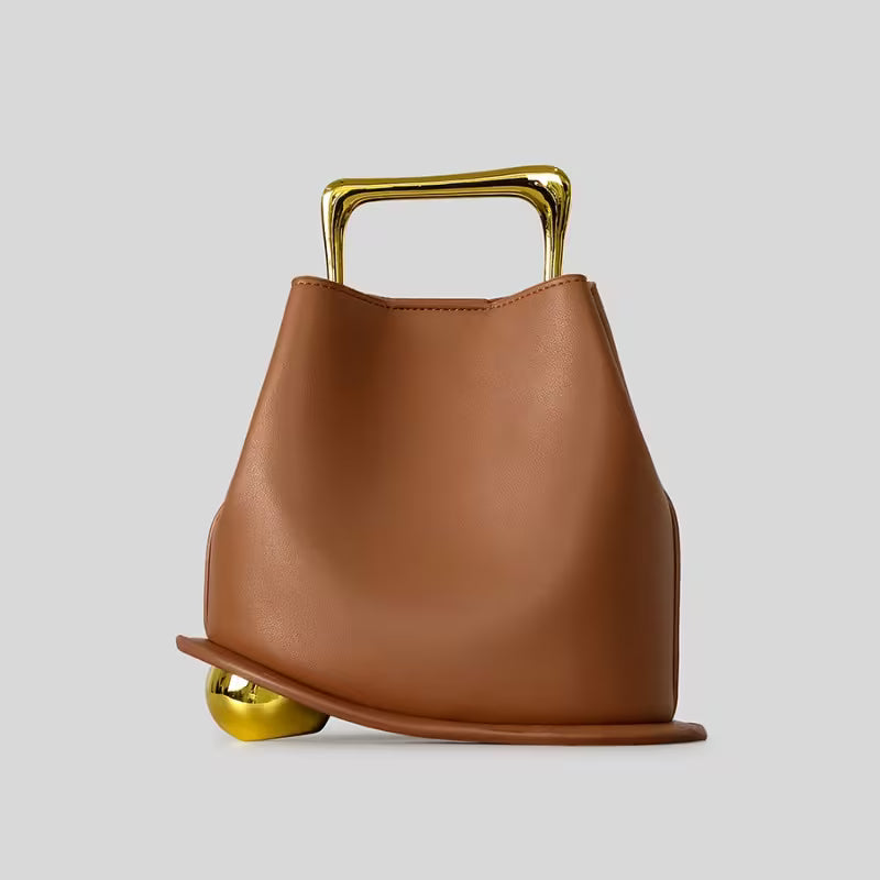 Trendy Metal Handheld Irregular Bucket Bag, a New Handbag for Women Featuring a Textured Design Suitable for Shoulder And Crossbody Wear