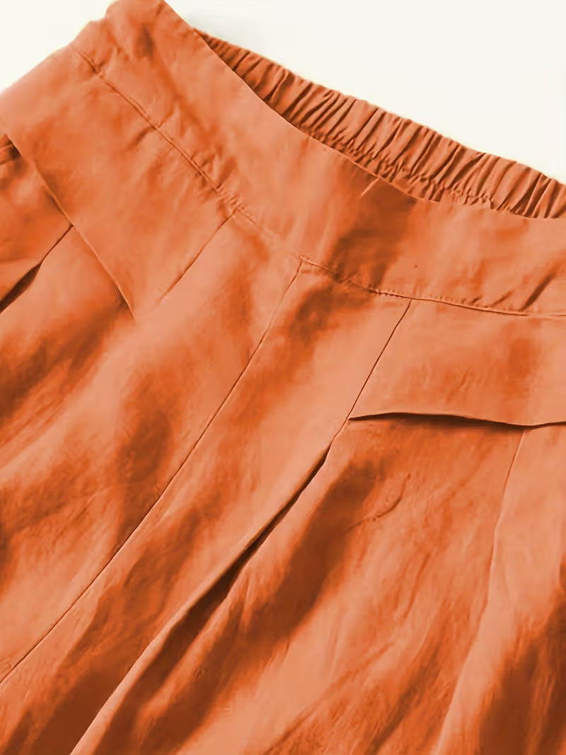 Linen Wide-Leg Ankle Pants, Breathable Thin Loose -Linen Skort, Ethnic Vintage Style Pants, High-Quality Summer Flowy Loose Breathable Trousers
