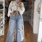 Ladies' Fashion Elegant Lace Long Top