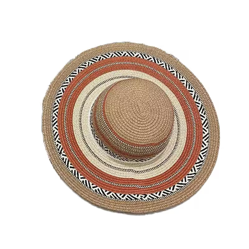 2pcs Set of Straw Hat and Woven Bag for Vacation Style, Sun Hat and Fashionable Tote Bag Set