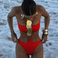 Women'S Sexy Solid Neck Sequin One-Piece Swimsuit