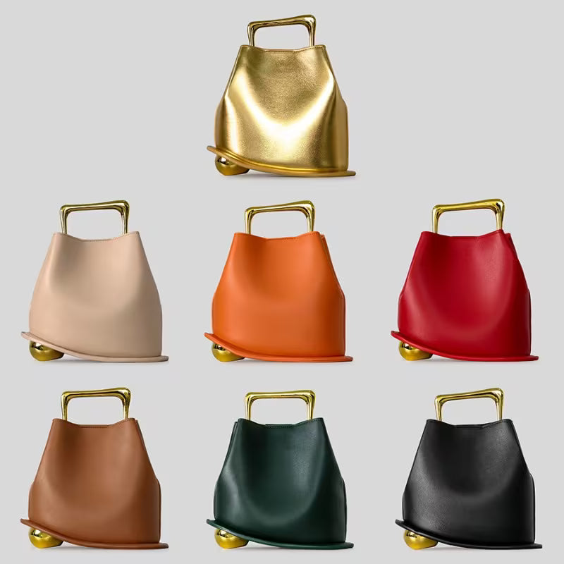 Trendy Metal Handheld Irregular Bucket Bag, a New Handbag for Women Featuring a Textured Design Suitable for Shoulder And Crossbody Wear