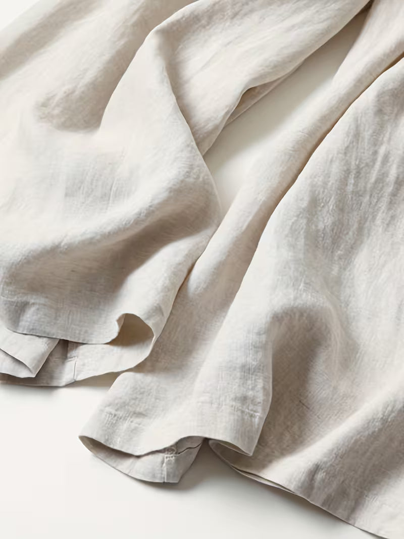 Linen Wide-Leg Ankle Pants, Breathable Thin Loose -Linen Skort, Ethnic Vintage Style Pants, High-Quality Summer Flowy Loose Breathable Trousers