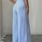 Women'S New Trousers Spring And Summer Fashion Easy Elegant Blue And White Striped Trousers, High Waist Straight Loose Casual Women'S Pants