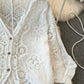 Women's Retro Korean Style V-Neck Lace Cardigan - Hollow-Out Detail, Loose Fit Lightweight Jacket for Spring Summer Fall, Solid Color Versatile Layering Top
