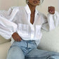 Women'S Elegant Blouse - White Stand-Up Collar Semi-Formal Top, Suitable for Daily And Formal Wear, Machine Washable Versatile Solid Classic Button-Up Shirt, Convenient Care Fabric