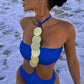 Women'S Sexy Solid Neck Sequin One-Piece Swimsuit