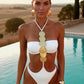 Women'S Sexy Solid Neck Sequin One-Piece Swimsuit