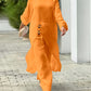 2pcs Strapless Long Sleeve Top And Wide Leg Pants Set