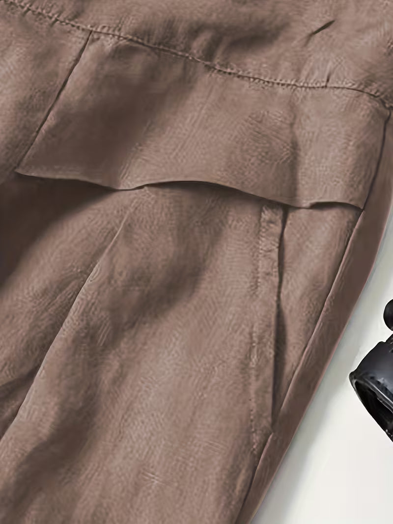 Linen Wide-Leg Ankle Pants, Breathable Thin Loose -Linen Skort, Ethnic Vintage Style Pants, High-Quality Summer Flowy Loose Breathable Trousers