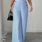 Women'S New Trousers Spring And Summer Fashion Easy Elegant Blue And White Striped Trousers, High Waist Straight Loose Casual Women'S Pants