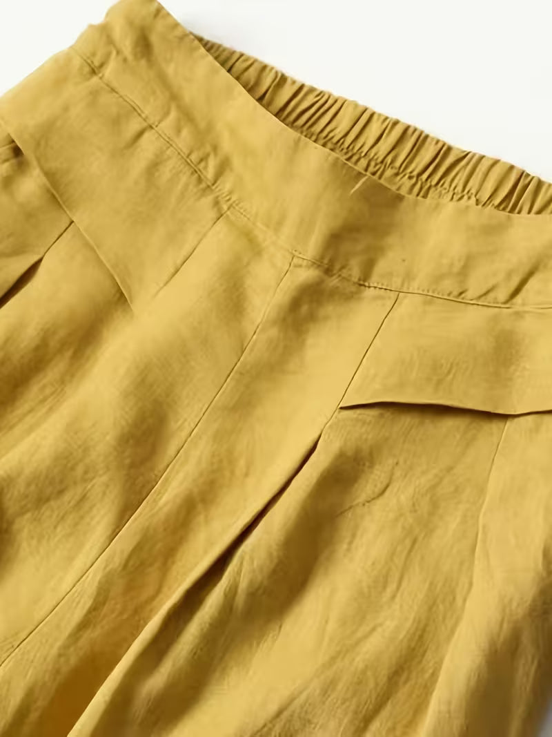 Linen Wide-Leg Ankle Pants, Breathable Thin Loose -Linen Skort, Ethnic Vintage Style Pants, High-Quality Summer Flowy Loose Breathable Trousers