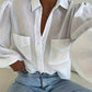 Ling Shuang Jiang BK0828006 Women'S Elegant Shirt - A White Collared Semi-Formal Top, Suitable for Both Casual And Formal Wear, Machine Washable, Versatile Solid Color Classic Button-Up, Made from Easy-Care Fabric