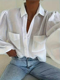 Ling Shuang Jiang BK0828006 Women'S Elegant Shirt - A White Collared Semi-Formal Top, Suitable for Both Casual And Formal Wear, Machine Washable, Versatile Solid Color Classic Button-Up, Made from Easy-Care Fabric