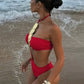 Women'S Sexy Solid Neck Sequin One-Piece Swimsuit