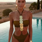 Women's Sexy Solid Neck Sequin 1pc Swimsuit