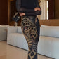 Women's Leopard Print Tiger Print Dress, Elegant Long Skirt with Leopard Print and Fitted Hip Design, Sexy Slim-fit Long Sleeves, Suitable for All Seasons Including Spring, Summer, Autumn, and Winter. Perfect for Beach Vacations, Outings