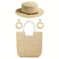 3pcs Women's Fashionable Beach Set, Sun Hat, Beach Hat, Beach Bag, Handbag, Earrings, Suitable for Outdoor Beach T