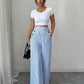Women'S New Trousers Spring And Summer Fashion Easy Elegant Blue And White Striped Trousers, High Waist Straight Loose Casual Women'S Pants