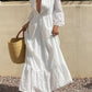 Women's Elegant Maxi Dress - Three-Quarter Sleeve Formal & Casual Gown, Flowy Long Dress for Parties, Office, Everyday - Lightweight & Easy-Care Women's Clothing, Office Attire, Loose Fit, Durable Material, Stylish Gown, Fashion Lovers