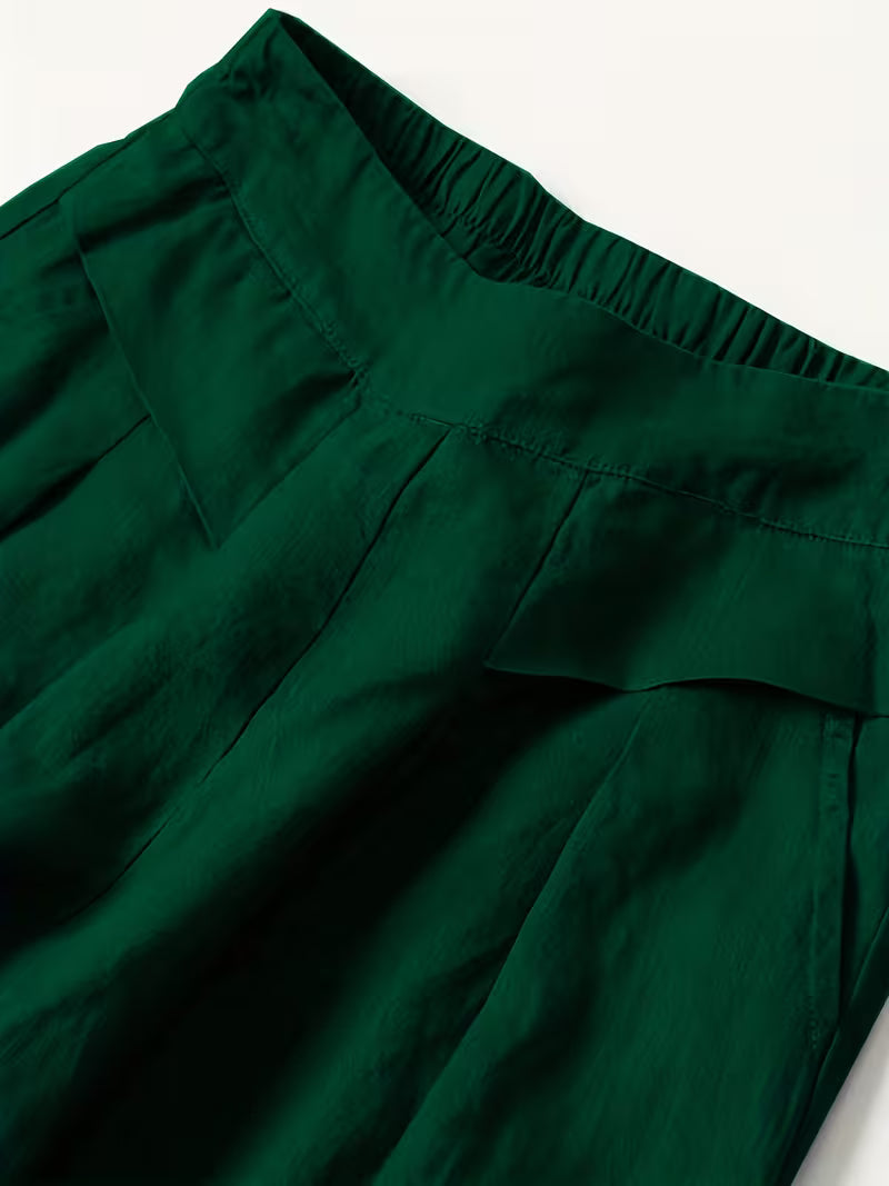 Linen Wide-Leg Ankle Pants, Breathable Thin Loose -Linen Skort, Ethnic Vintage Style Pants, High-Quality Summer Flowy Loose Breathable Trousers