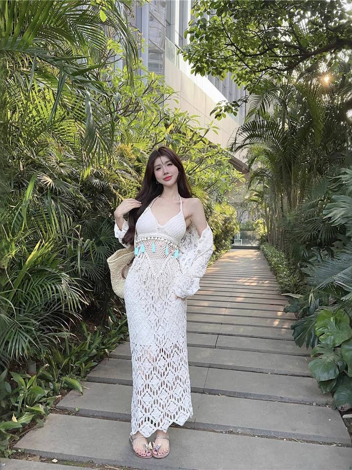 Boho Chic Crochet Lace Midi Skirt