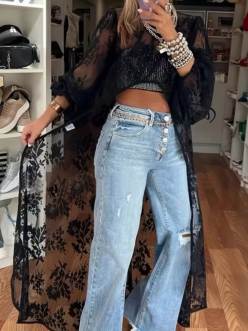 Ladies' Fashion Elegant Lace Long Top