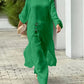2pcs Strapless Long Sleeve Top And Wide Leg Pants Set