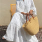 Women's Elegant Maxi Dress - Three-Quarter Sleeve Formal & Casual Gown, Flowy Long Dress for Parties, Office, Everyday - Lightweight & Easy-Care Women's Clothing, Office Attire, Loose Fit, Durable Material, Stylish Gown, Fashion Lovers