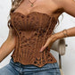 Corset-Style Shaping Underwear with Irregular Lace, Fishbone Design, And Mesh Patchwork Print