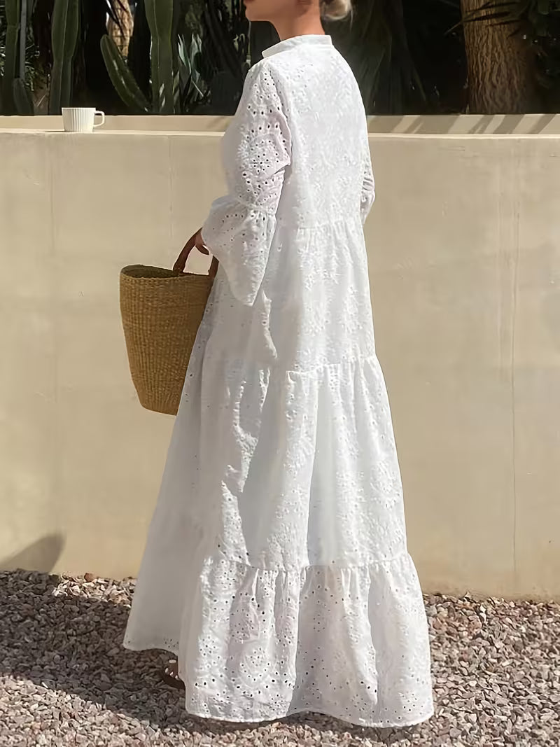 Women's Elegant Maxi Dress - Three-Quarter Sleeve Formal & Casual Gown, Flowy Long Dress for Parties, Office, Everyday - Lightweight & Easy-Care Women's Clothing, Office Attire, Loose Fit, Durable Material, Stylish Gown, Fashion Lovers