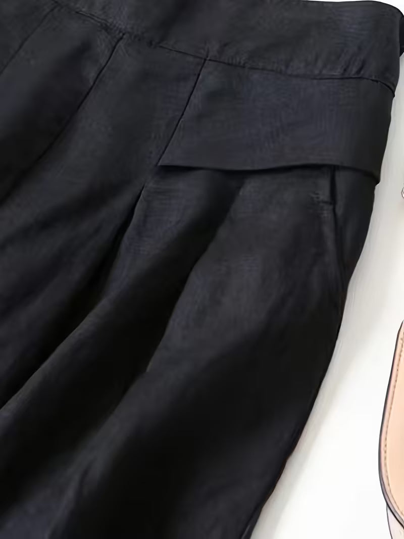 Linen Wide-Leg Ankle Pants, Breathable Thin Loose -Linen Skort, Ethnic Vintage Style Pants, High-Quality Summer Flowy Loose Breathable Trousers