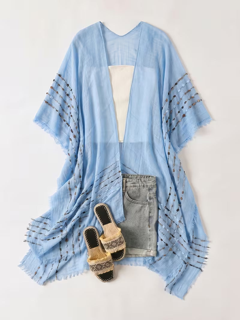 Elegant Solid-Colored Bohemian Cardigan, Super Versatile for Casual Attire