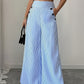 Women'S New Trousers Spring And Summer Fashion Easy Elegant Blue And White Striped Trousers, High Waist Straight Loose Casual Women'S Pants