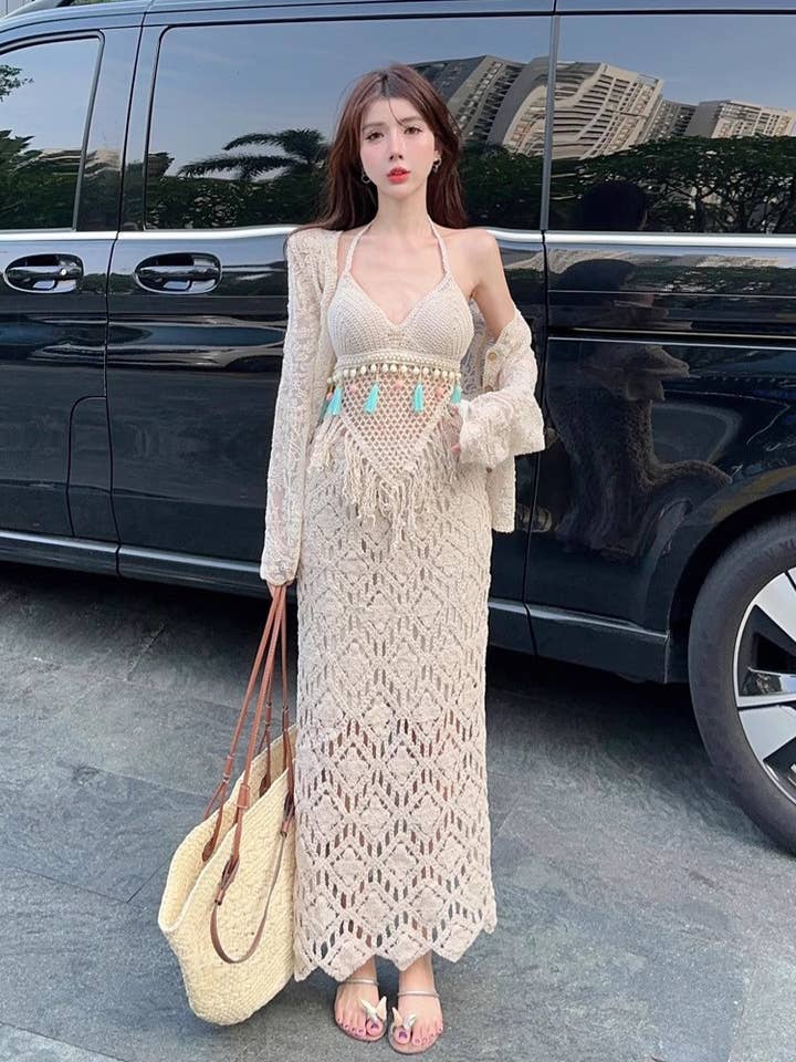 Boho Chic Crochet Lace Midi Skirt