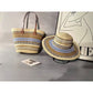 2pcs Set of Straw Hat and Woven Bag for Vacation Style, Sun Hat and Fashionable Tote Bag Set