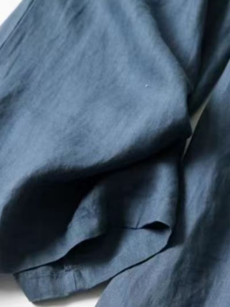 Linen Wide-Leg Ankle Pants, Breathable Thin Loose -Linen Skort, Ethnic Vintage Style Pants, High-Quality Summer Flowy Loose Breathable Trousers