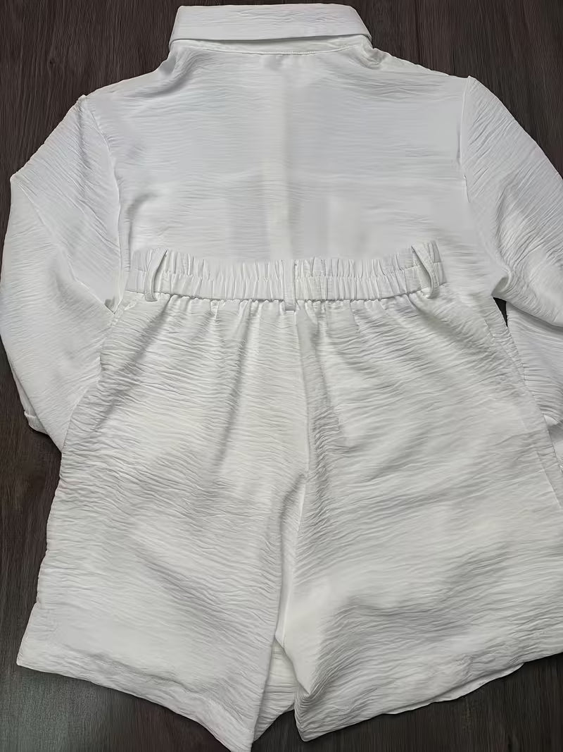 Women'S Solid Color Shirt Shorts Set