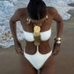 Women'S Sexy Solid Neck Sequin One-Piece Swimsuit