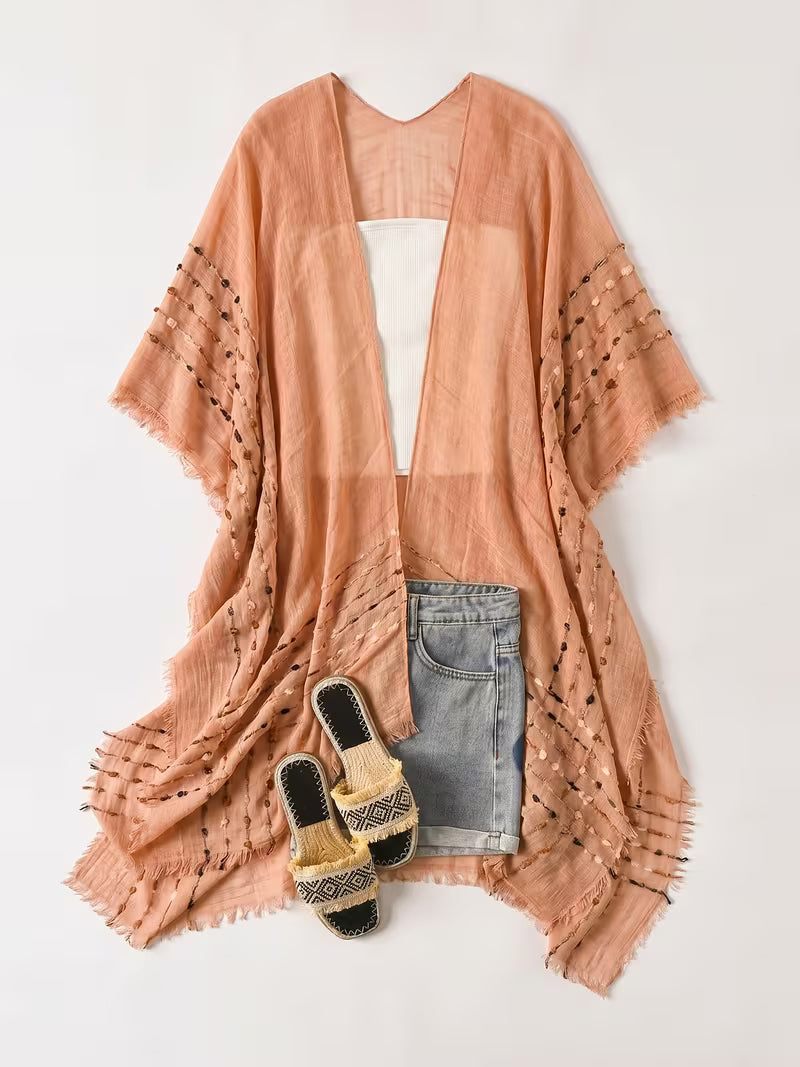Elegant Solid-Colored Bohemian Cardigan, Super Versatile for Casual Attire