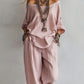 American Luxury High-End Women'S Clothing Boutique 2026 New Summer European And American Style Women'S Two-Piece Suit, Casual Loose One-Shoulder Three-Quarter Sleeve Top And Wide-Leg Pants
