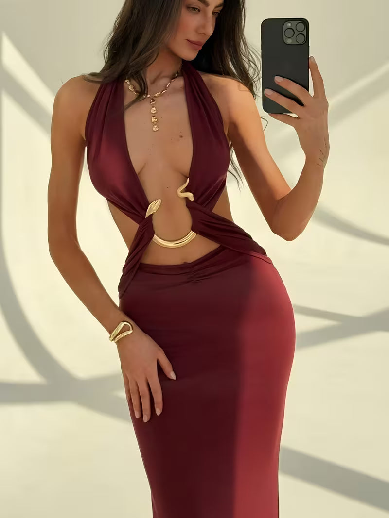 Sexy Metallic Decor Strapless Cami Dress Summer