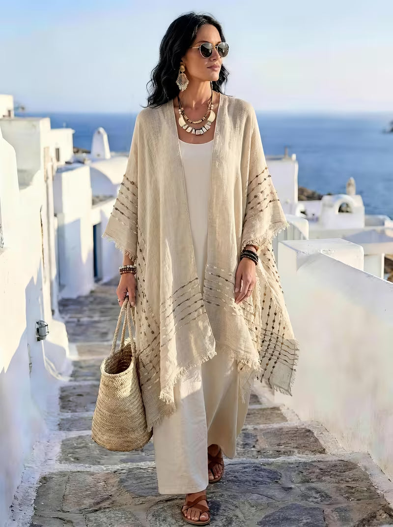 Elegant Solid-Colored Bohemian Cardigan, Super Versatile for Casual Attire