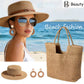 3pcs Women's Fashionable Beach Set, Sun Hat, Beach Hat, Beach Bag, Handbag, Earrings, Suitable for Outdoor Beach T