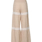 Vacation-style Women's High-waist Wide-leg Pants, Featuring Textured Fabric and Ruffle Detailing, Suitable for Spring and Summer Wear